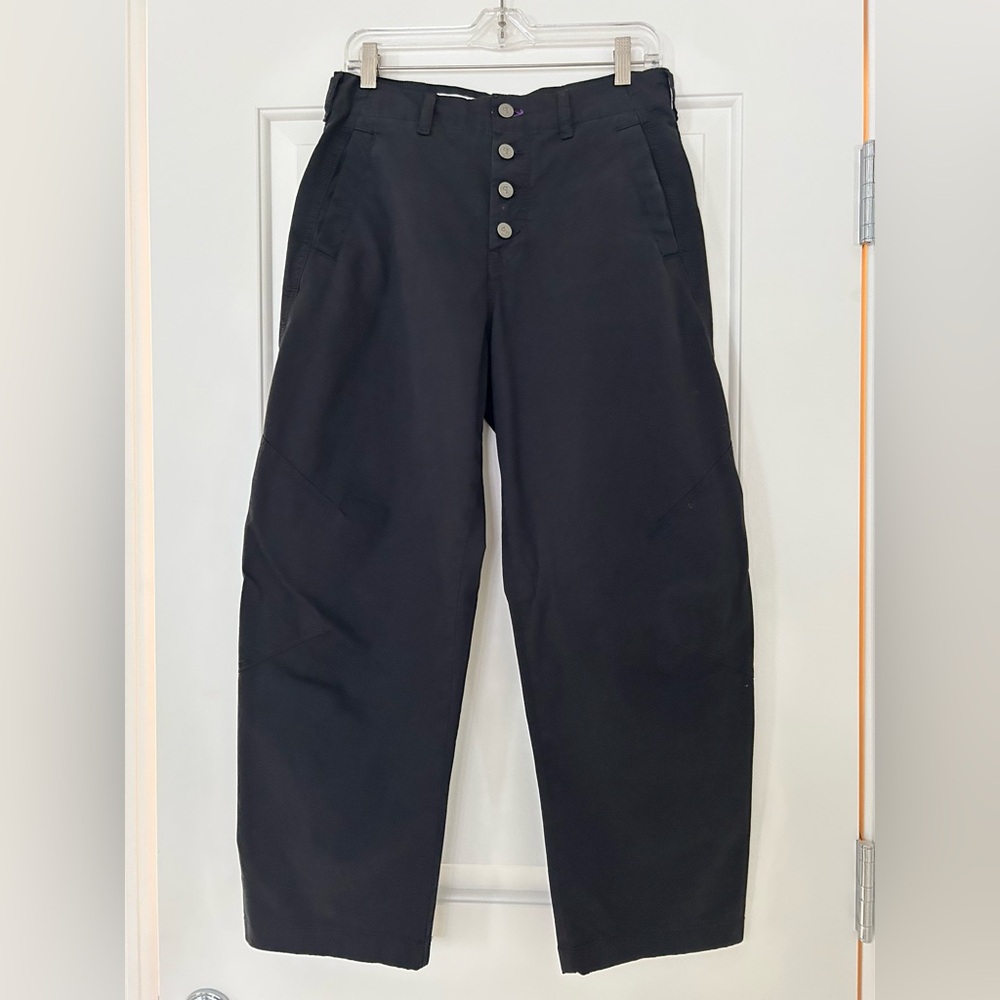 Anthropologie Pilcro The Arin Button Fly Barrel Pants in Black